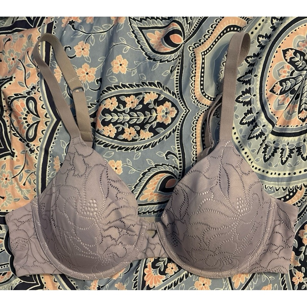 Hanes Lavender Ultimate No Show‎ Support T-Shirt Underwire Bra, Size 38C